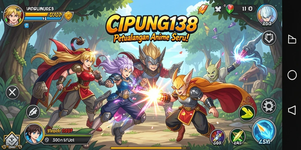Tampilan gameplay seru dari CIPUNG138 dengan karakter-karakter Anime yang dinamis.