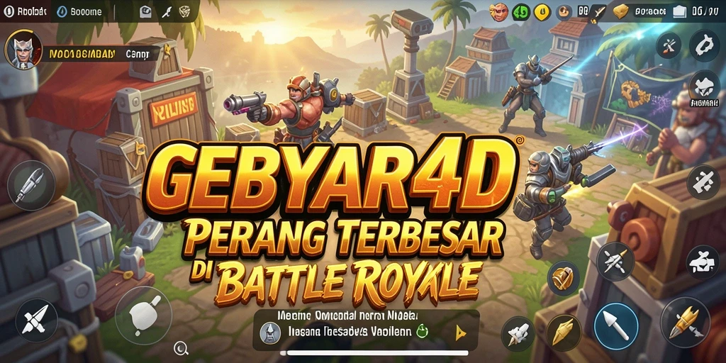 Tangkapan layar permainan GEBYAR4D yang menampilkan aksi Battle Royale yang mendebarkan.