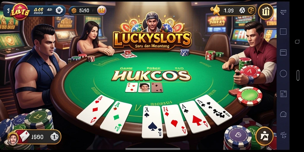 Screenshot gameplay LUCKYSLOTS menampilkan aksi Poker yang mendebarkan.