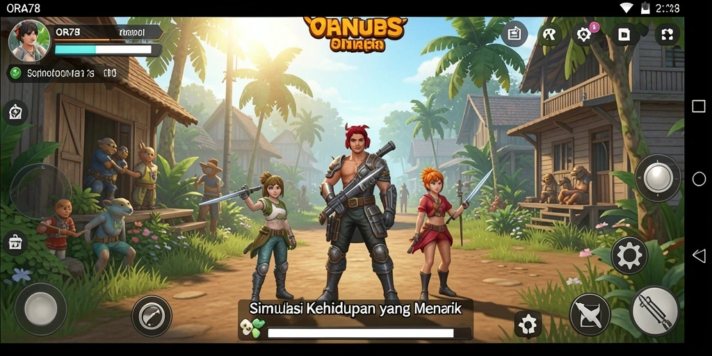 Tampilan gameplay menakjubkan dari ORA78 dengan interaksi kehidupan yang kaya.