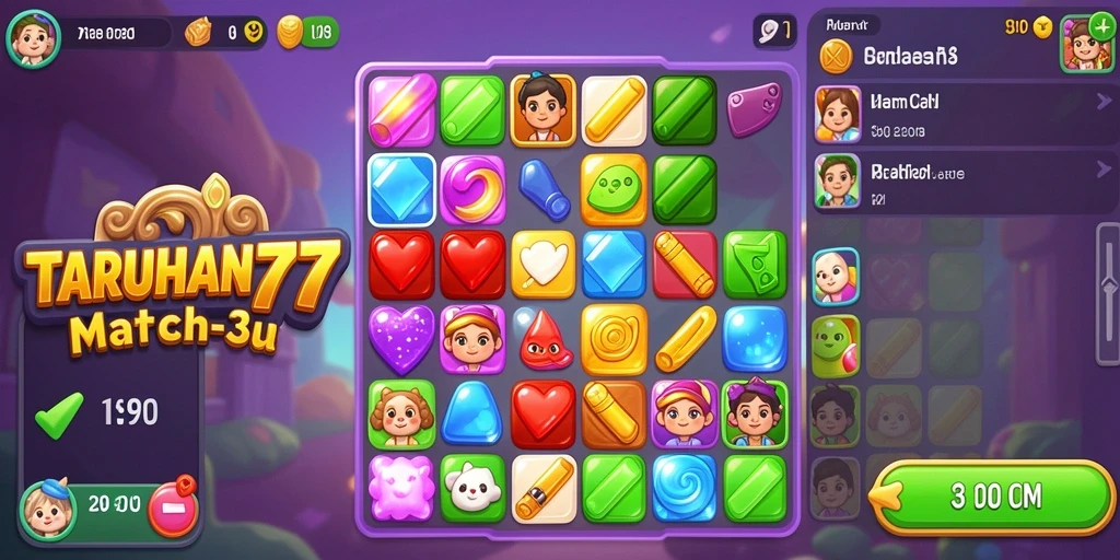 Tampilan gameplay yang mengasyikkan dari TARUHAN77 game Match-3.