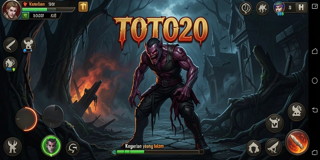 Screenshot dari gameplay TOTO20 menunjukkan suasana Horror yang mencekam.
