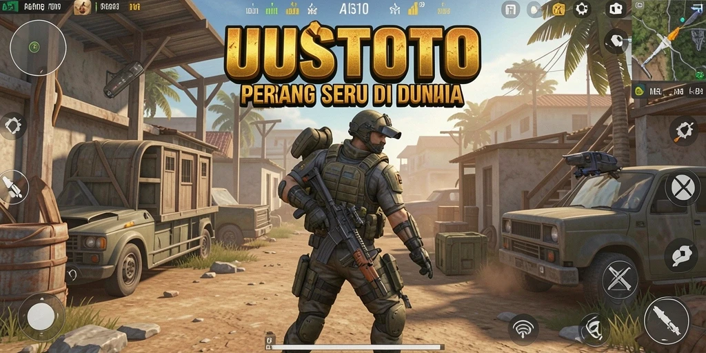 Tampilan mendebarkan dari gameplay <strong>UUSTOTO</strong> dalam pertempuran Battle Royale.